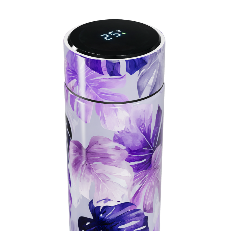 Garrafa Térmica Touch - Floral Roxa Digital