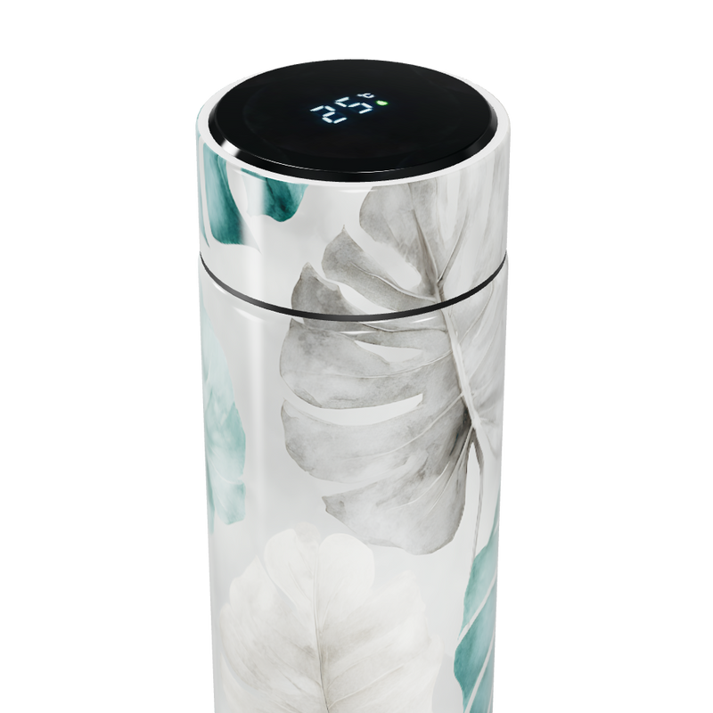 Garrafa Térmica Touch - Folhas Verde Branca