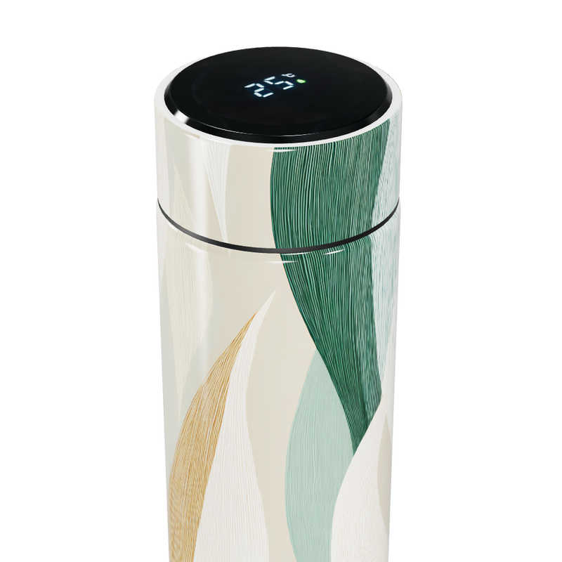 Garrafa Térmica Touch - Verde com Estampa Ondulada