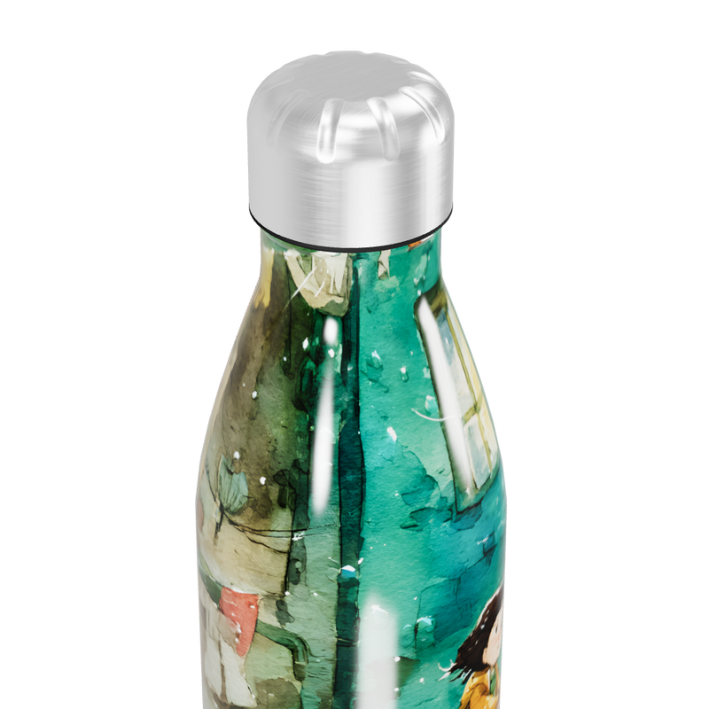 Garrafa Inox Ilustrada Verde Ciclismo