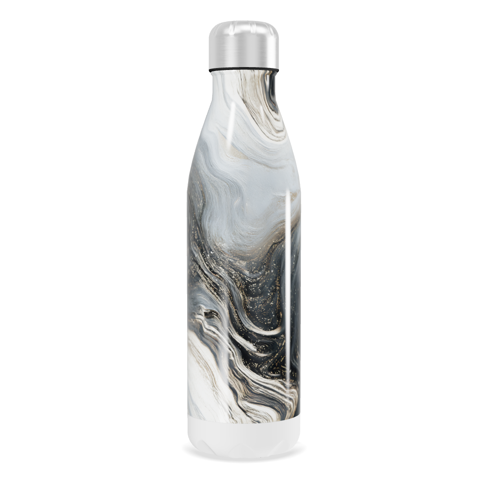 Garrafa Inox Mármore Preto e Branco