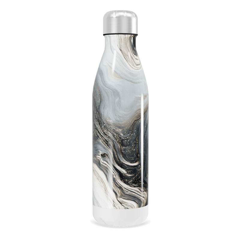 Garrafa Inox Mármore Preto e Branco