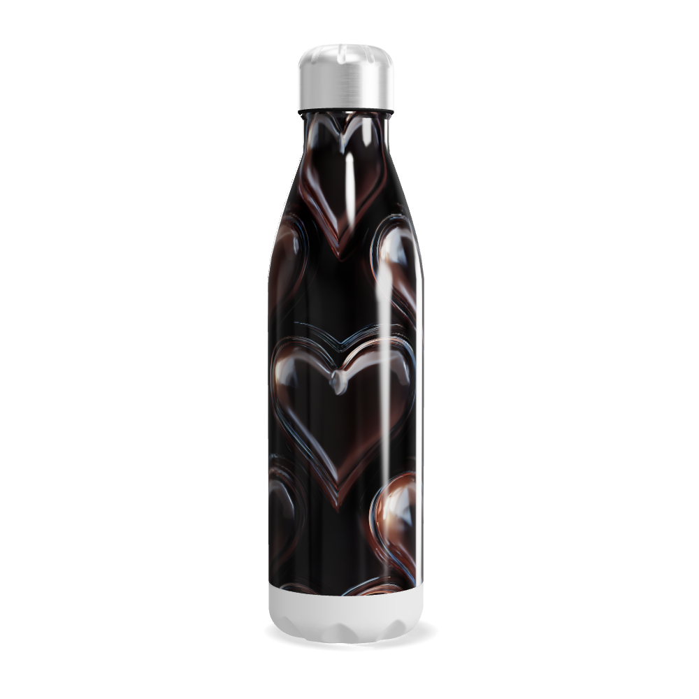 Garrafa Inox Corações Preta 500ml