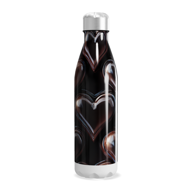 Garrafa Inox Corações Preta 500ml