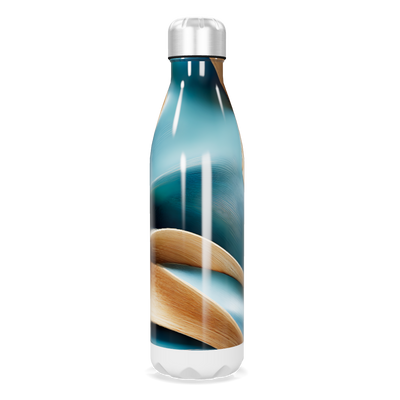 Garrafa Inox - Design Azul e Madeira