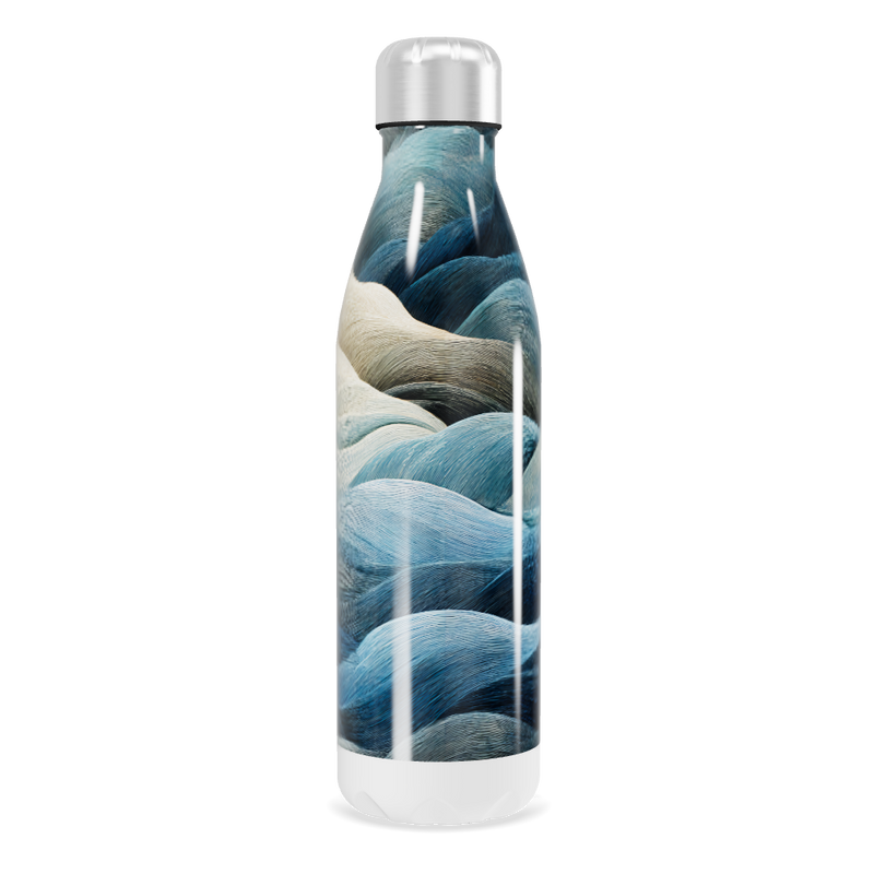 Garrafa Inox - Estampa Ondas Azul e Branco