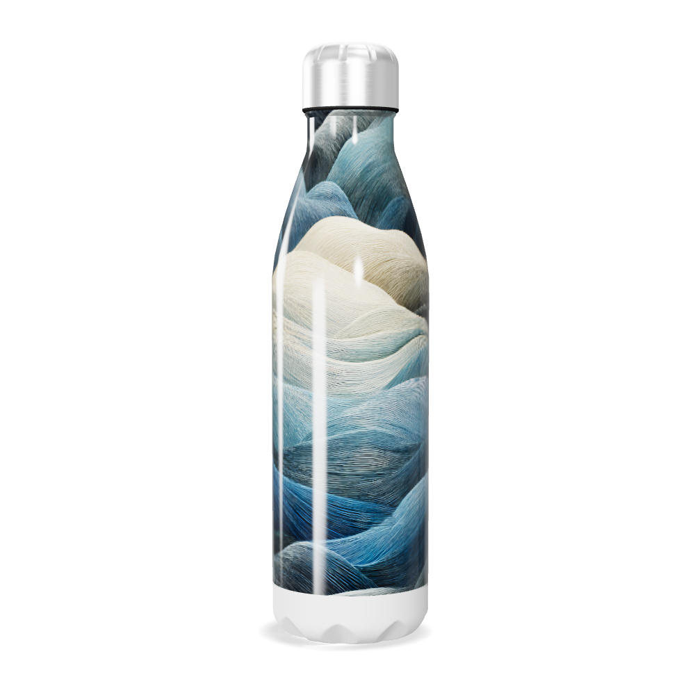 Garrafa Inox - Estampa Ondas Azul e Branco