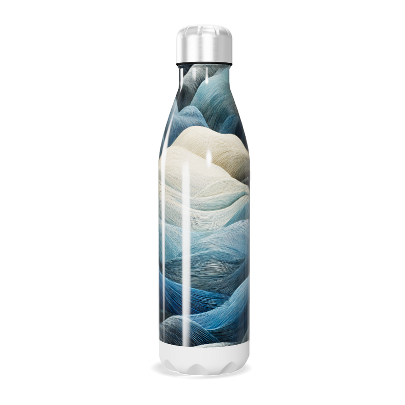 Garrafa Inox - Estampa Ondas Azul e Branco