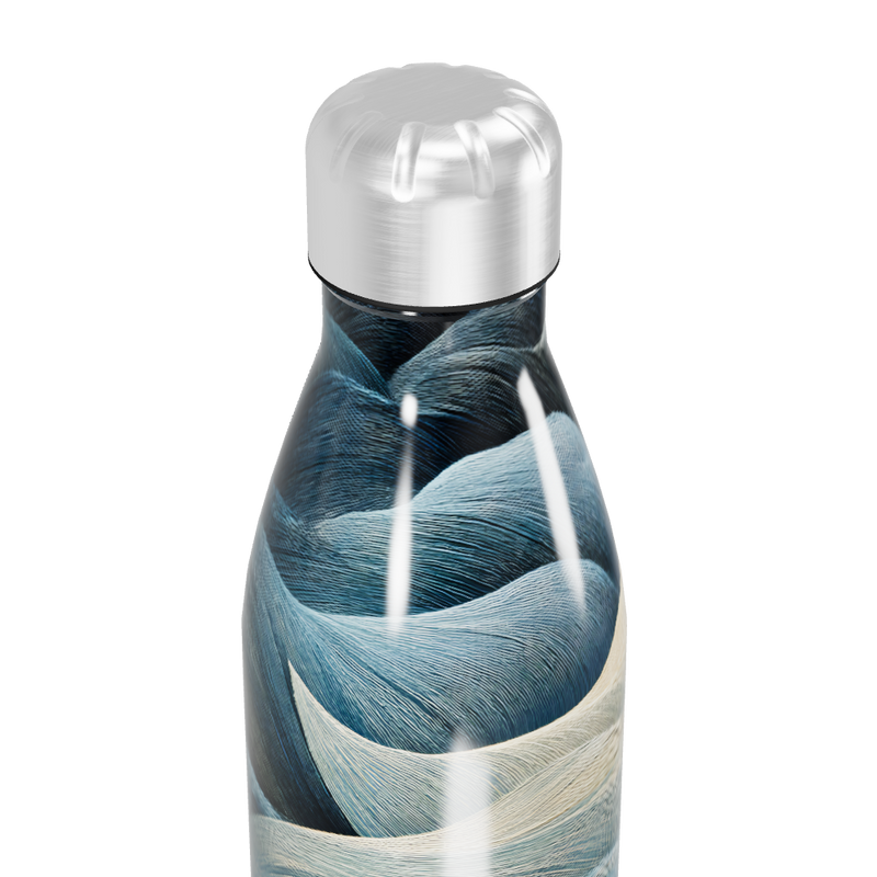 Garrafa Inox - Estampa Ondas Azul e Branco