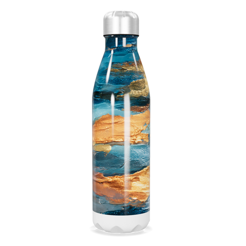 Garrafa Inox Estampa Abstrata Azul Dourado