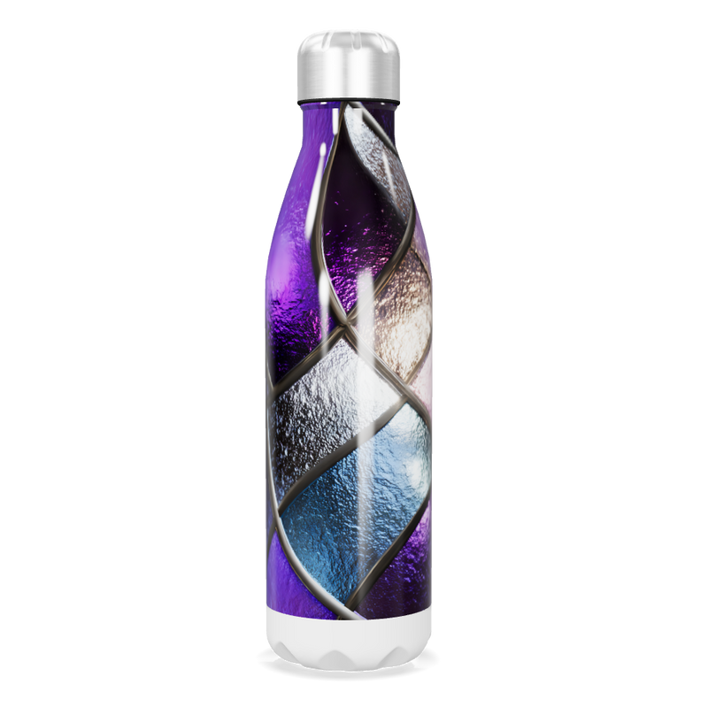 Garrafa Inox - Azul e Roxo com Detalhes Geométricos