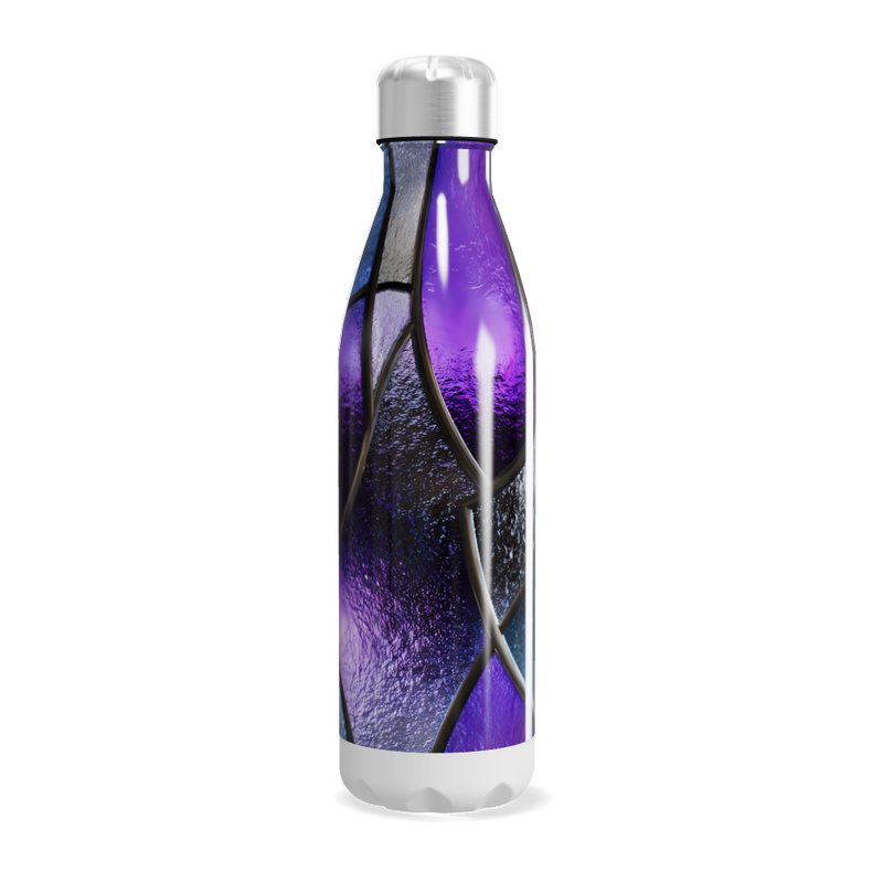 Garrafa Inox - Azul e Roxo com Detalhes Geométricos