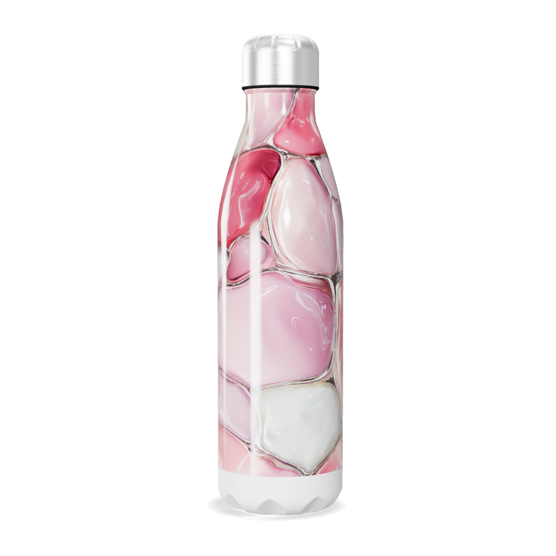 Garrafa Inox - Estampa Rosa e Branca