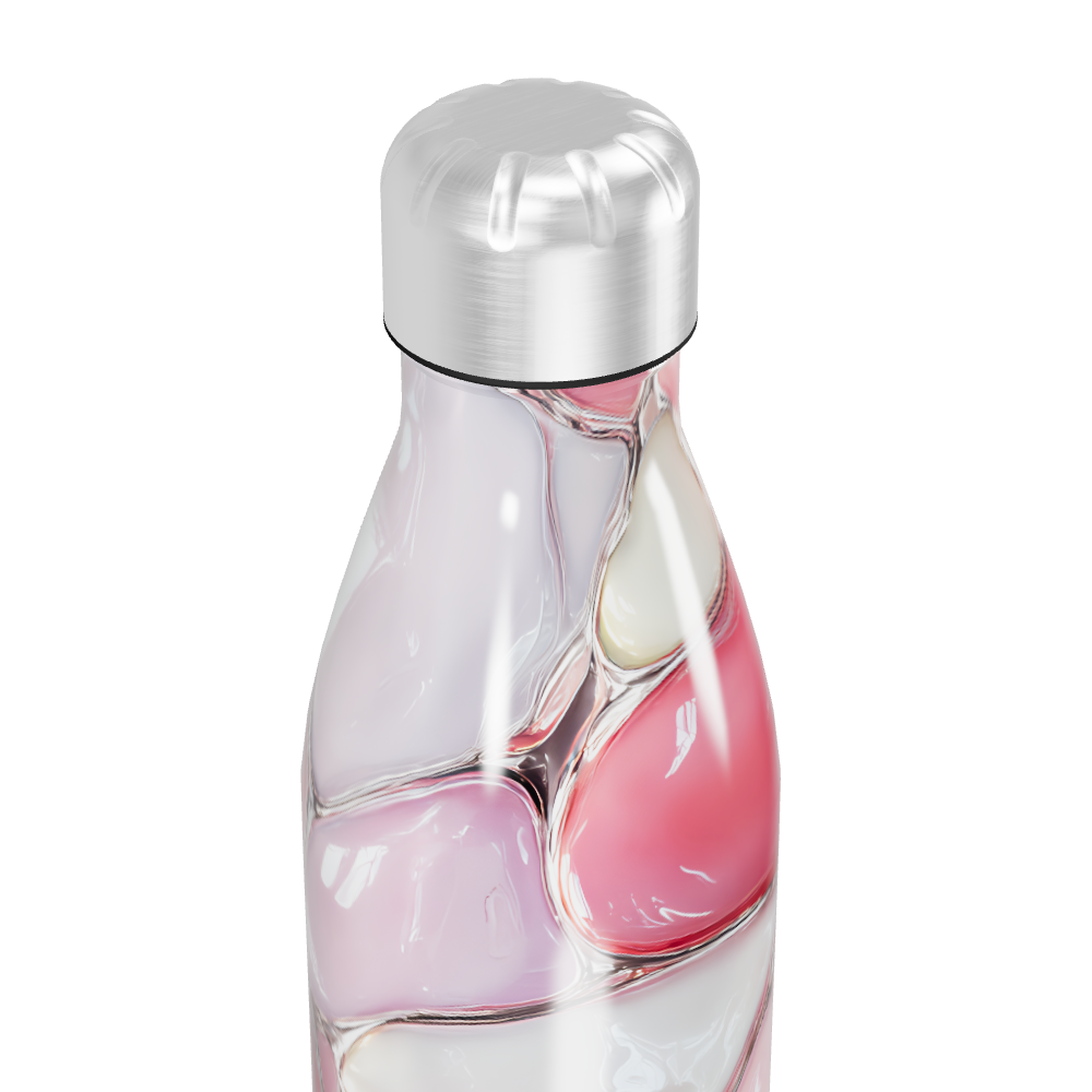 Garrafa Inox - Estampa Rosa e Branca