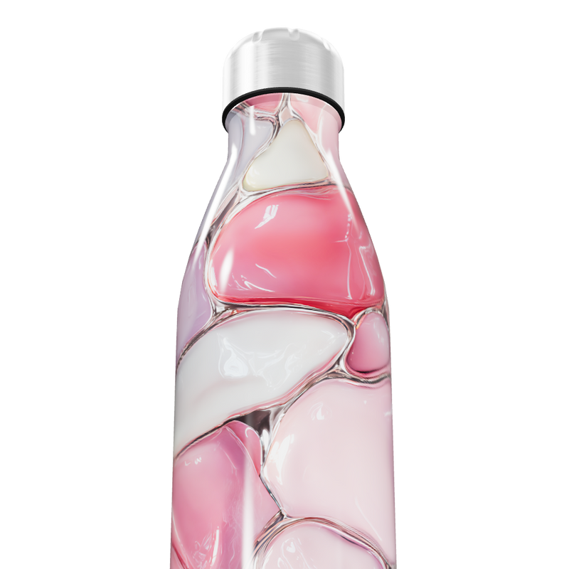 Garrafa Inox - Estampa Rosa e Branca