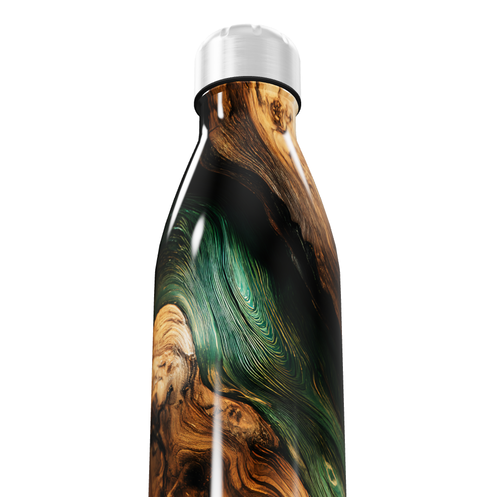 Garrafa Inox Estampa Madeira Verde