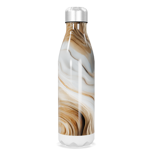 Garrafa Inox - Mármore Marrom e Branco