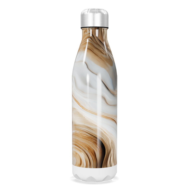 Garrafa Inox - Mármore Marrom e Branco