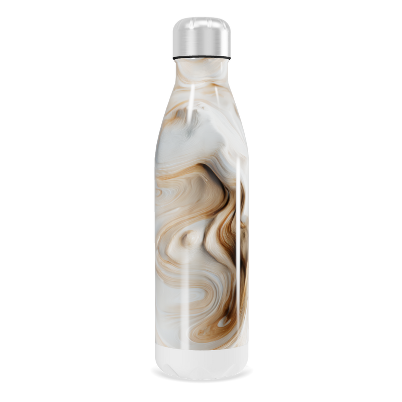 Garrafa Inox - Mármore Marrom e Branco