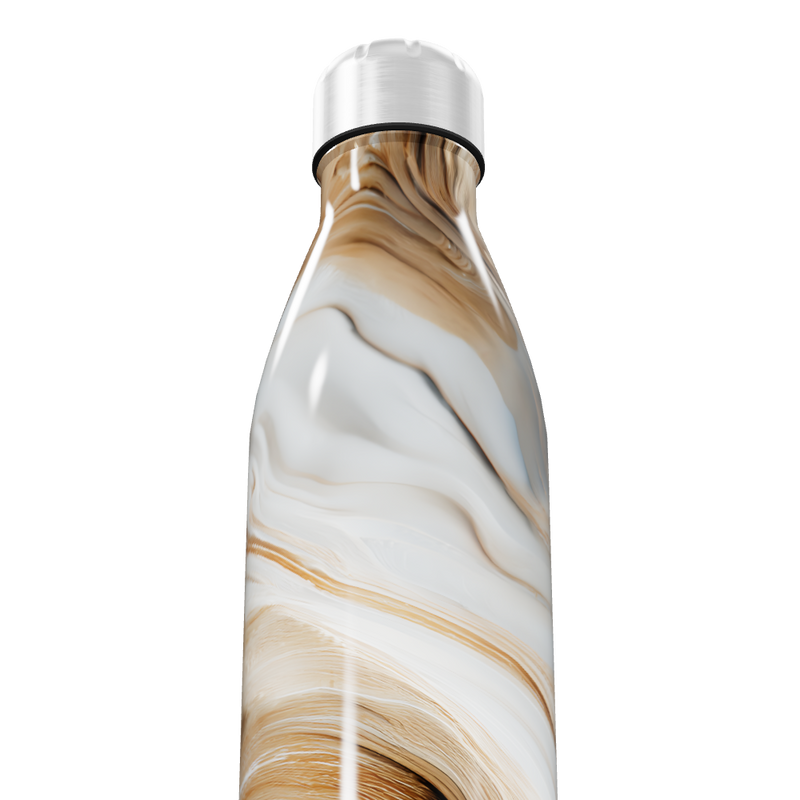 Garrafa Inox - Mármore Marrom e Branco