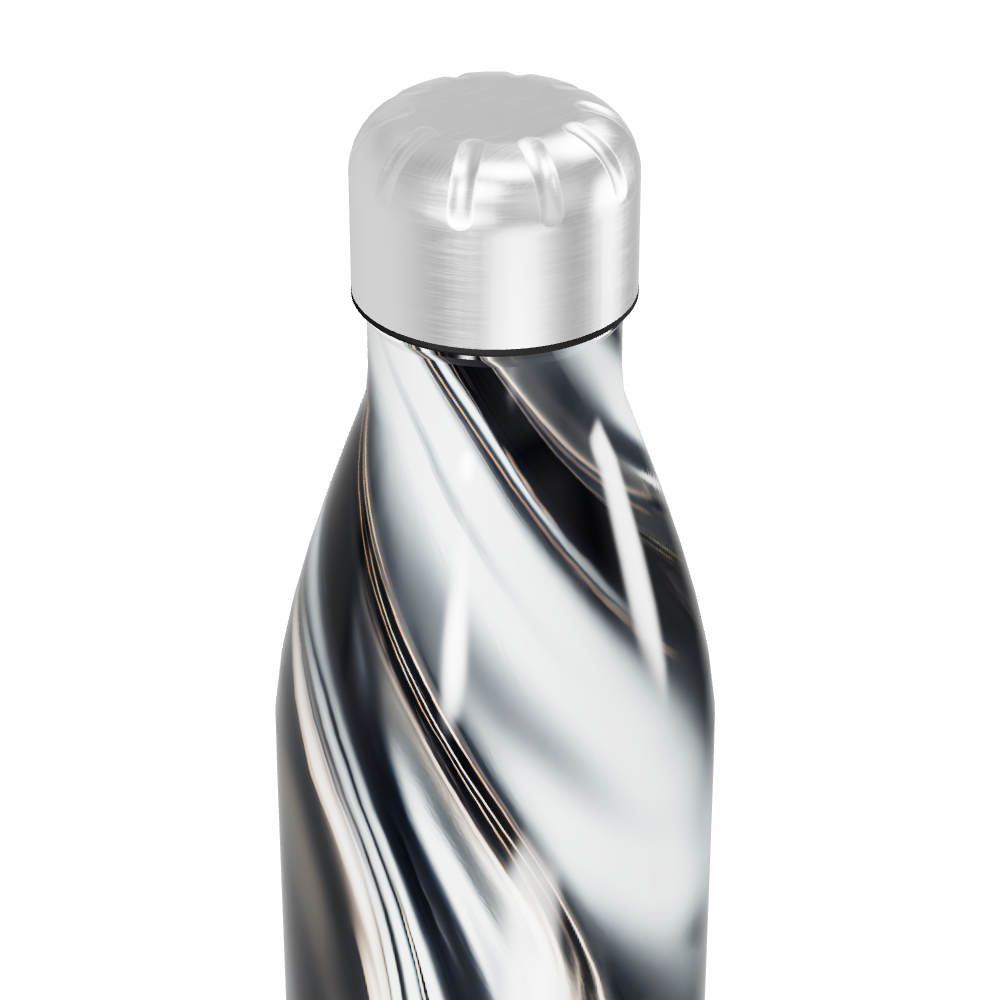 Garrafa Inox - Estampa Marmorizada Preta e Branca