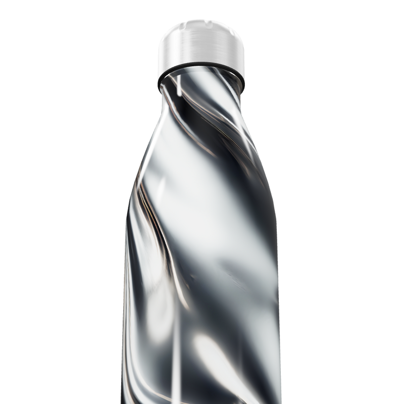 Garrafa Inox - Estampa Marmorizada Preta e Branca