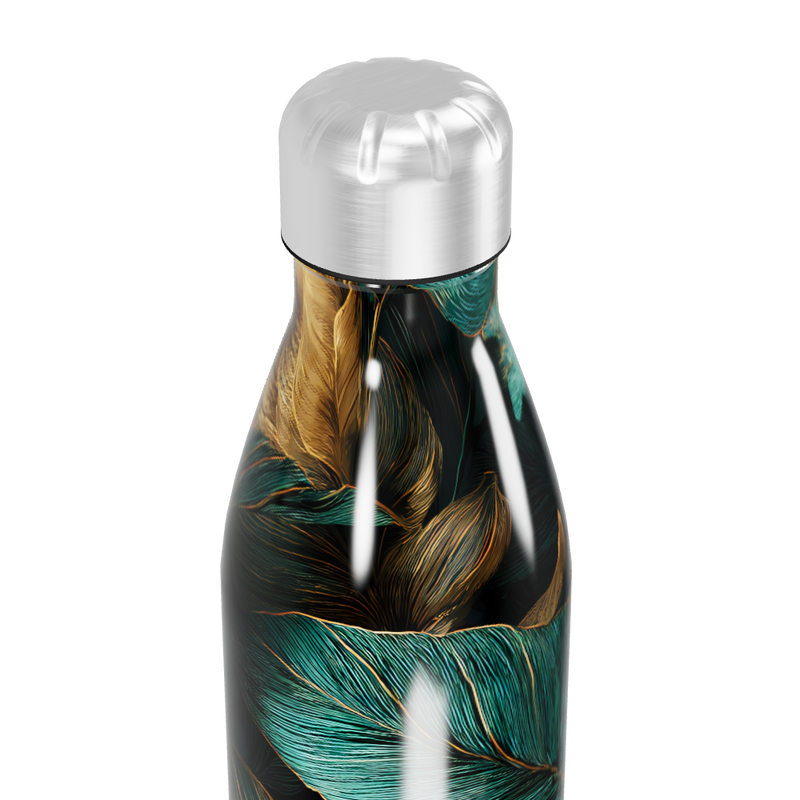 Garrafa Inox - Folhas Verdes e Douradas
