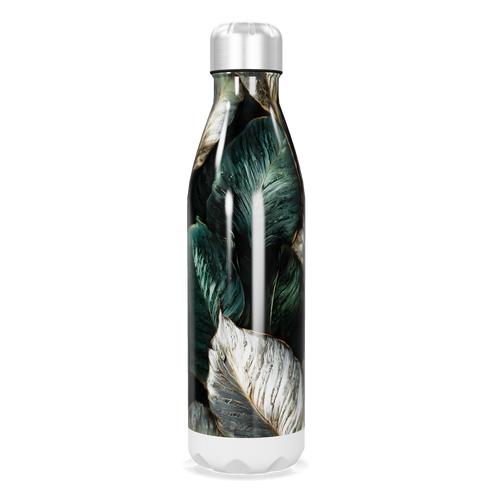 Garrafa Inox - Folhas Verde e Branco