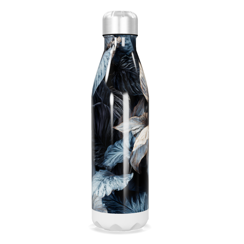 Garrafa Inox - Folhas Azul e Branco