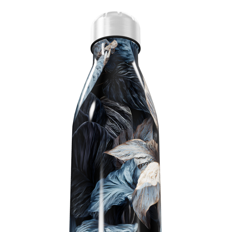 Garrafa Inox - Folhas Azul e Branco