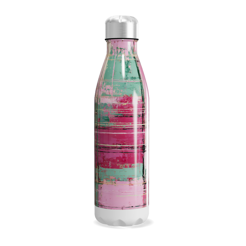 Garrafa Inox - Estampa Xadrez Rosa