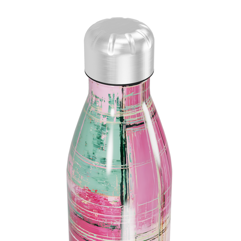 Garrafa Inox - Estampa Xadrez Rosa