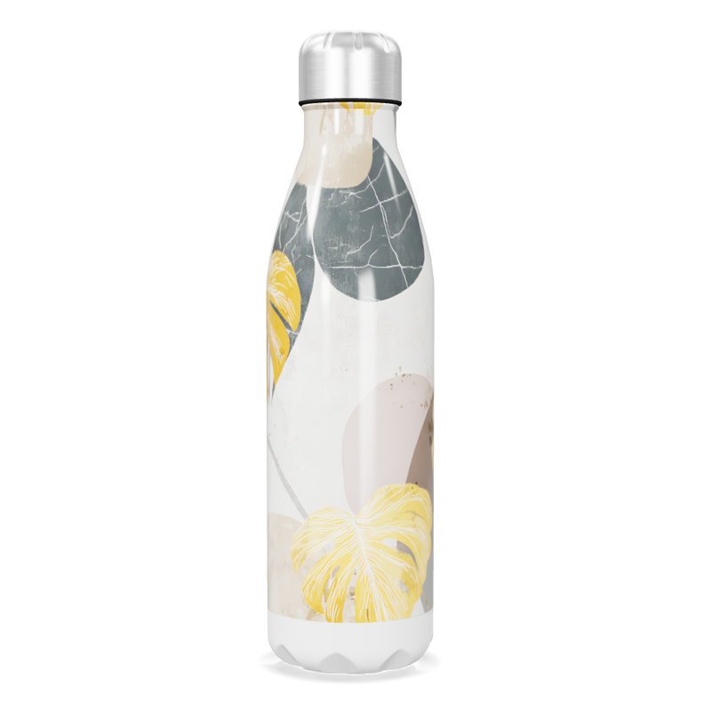 Garrafa Inox - Folhagem Amarela e Branca