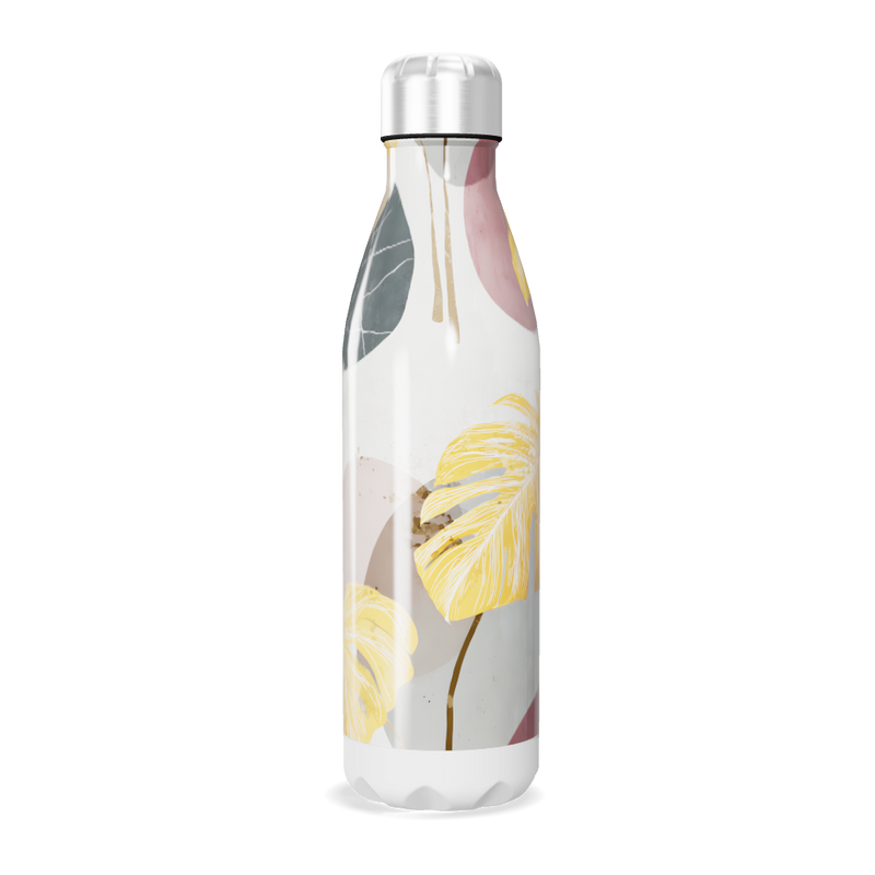 Garrafa Inox - Folhagem Amarela e Branca