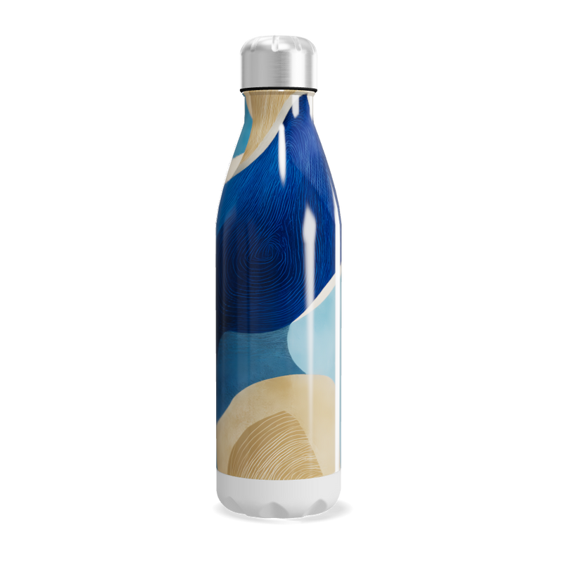 Garrafa Inox - Azul com Estampa Abstrata