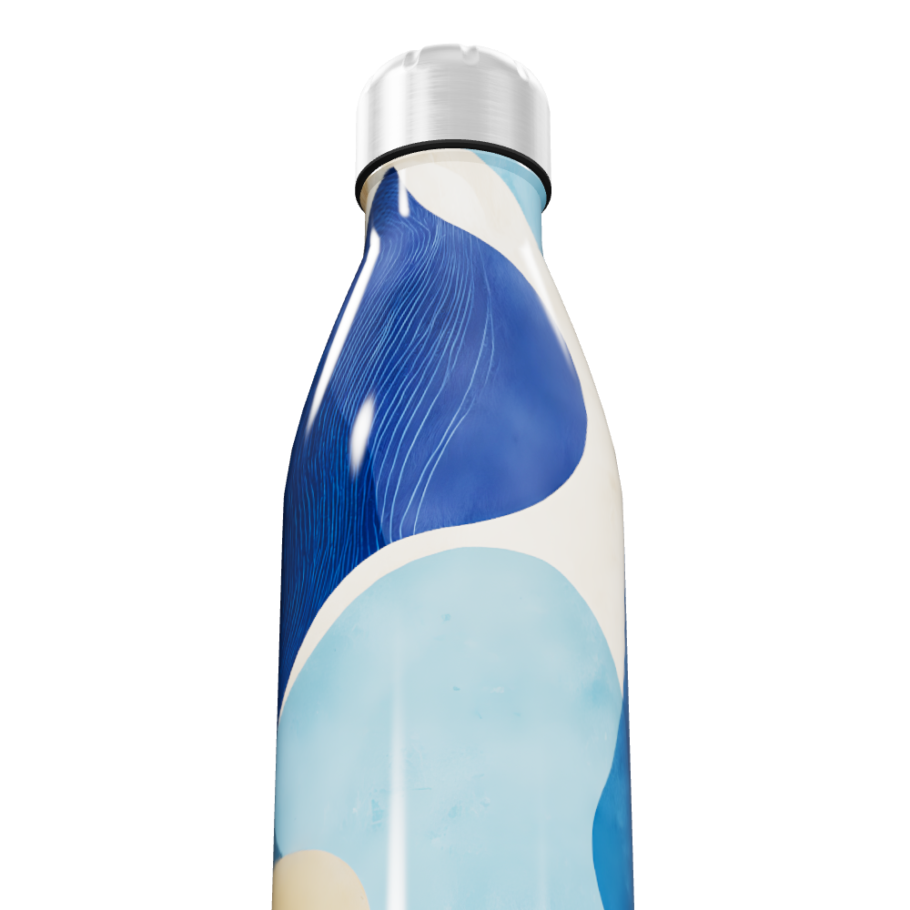 Garrafa Inox - Azul com Estampa Abstrata