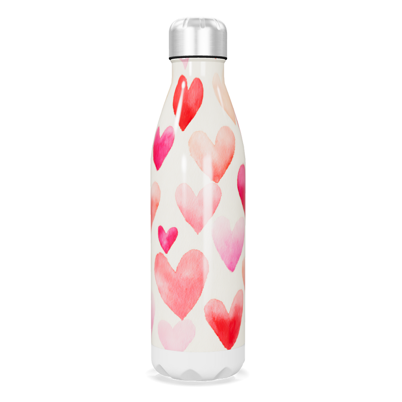 Garrafa Inox Corações Vermelhos e Rosa
