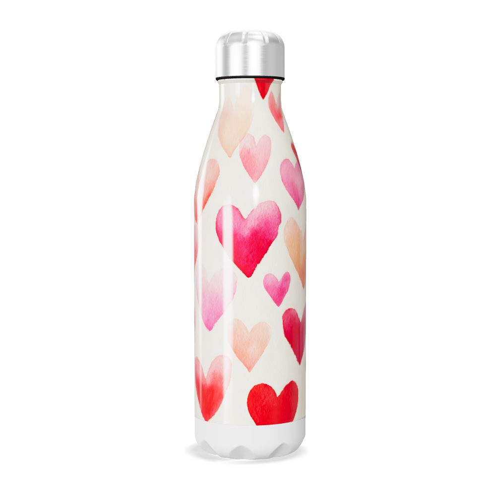 Garrafa Inox Corações Vermelhos e Rosa
