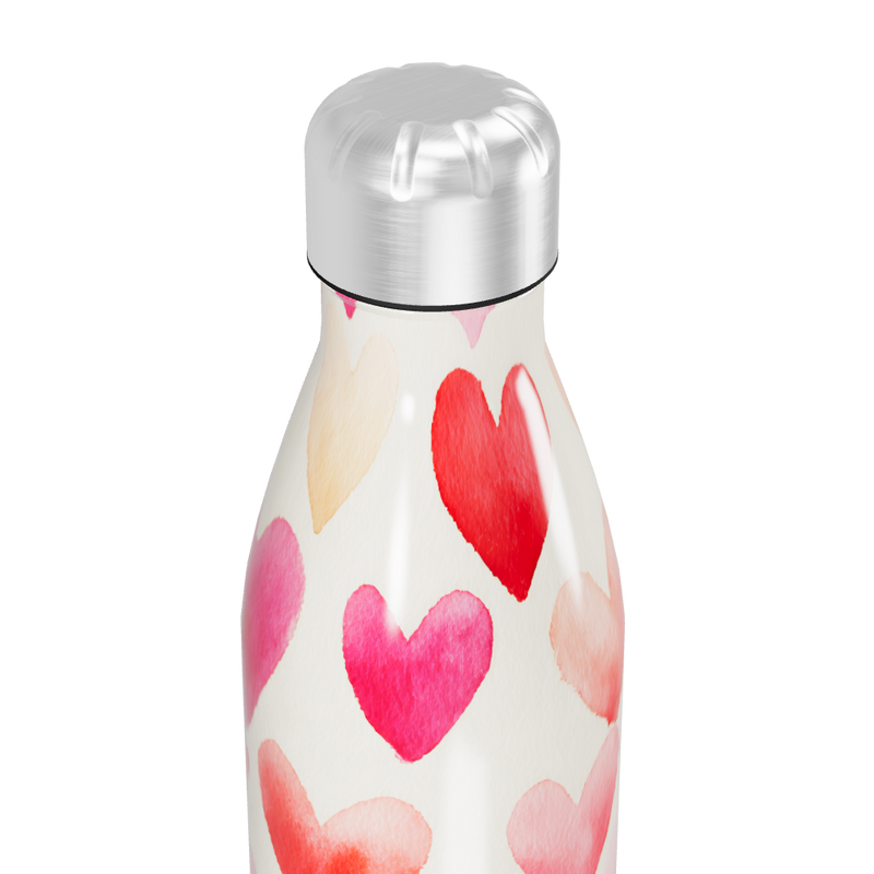 Garrafa Inox Corações Vermelhos e Rosa
