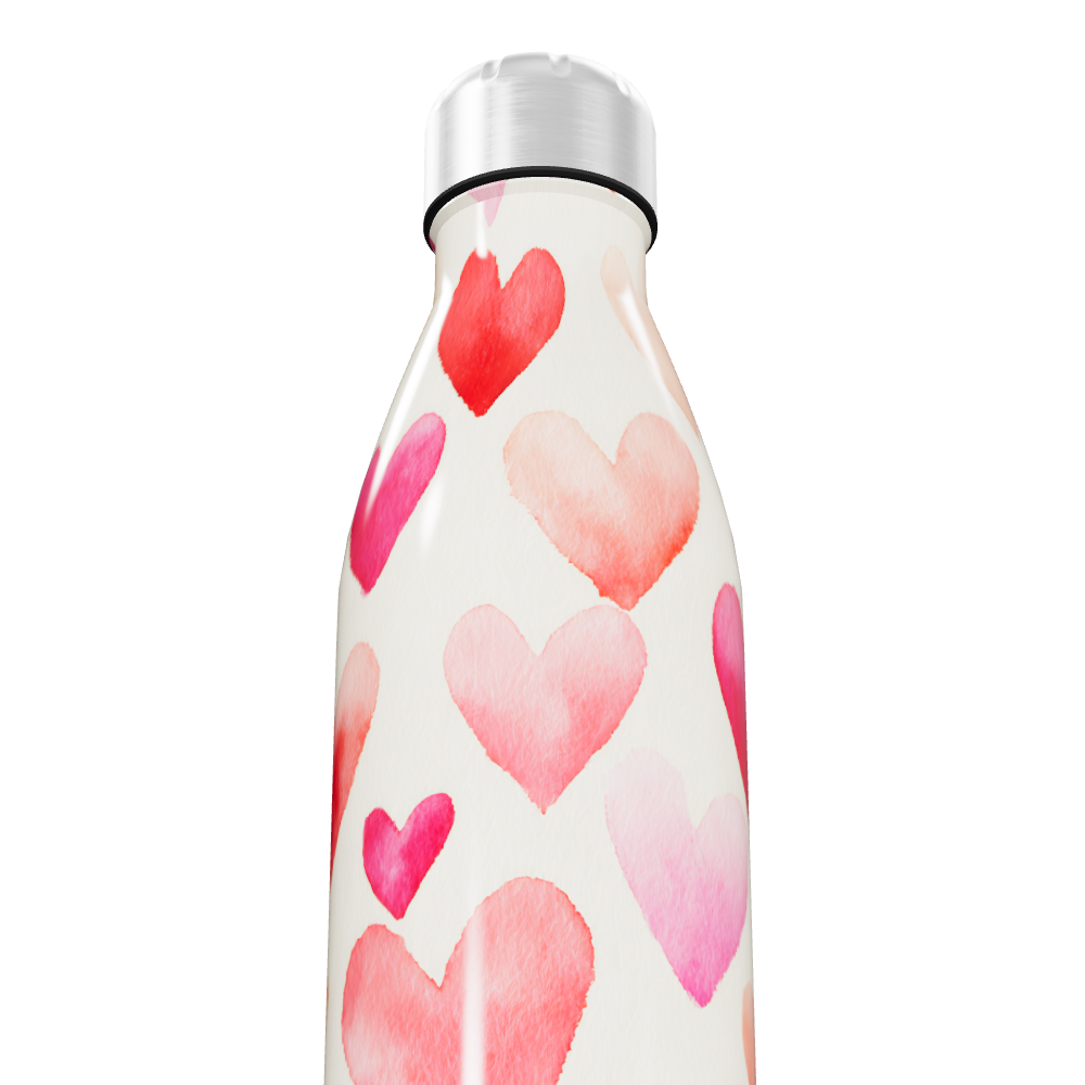 Garrafa Inox Corações Vermelhos e Rosa