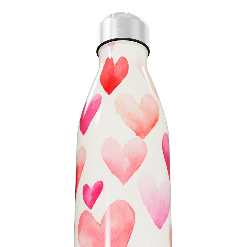Garrafa Inox Corações Vermelhos e Rosa