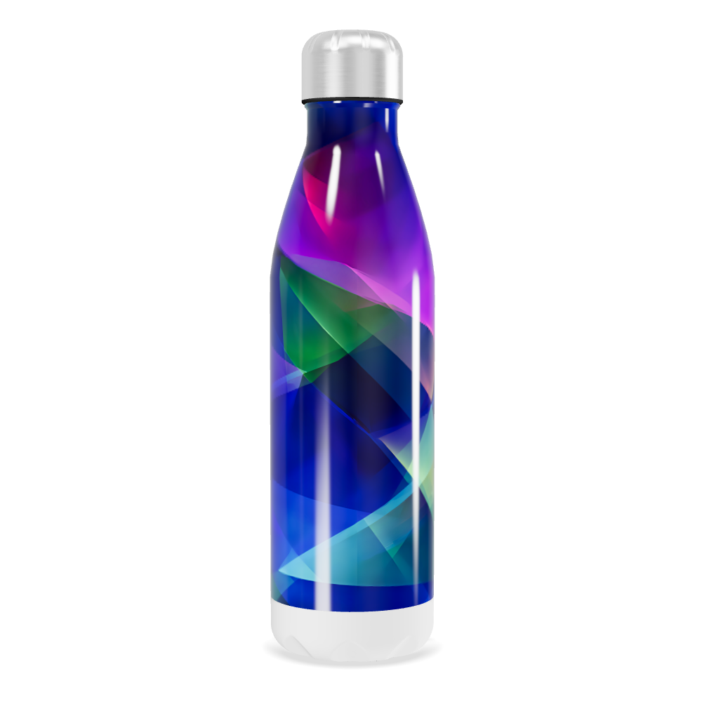 Garrafa Inox - Azul com Estampa Geométrica