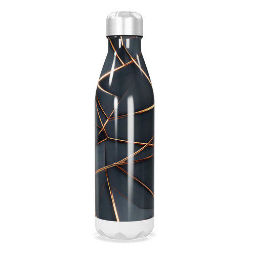 Garrafa Inox - Preta com Detalhes Dourados