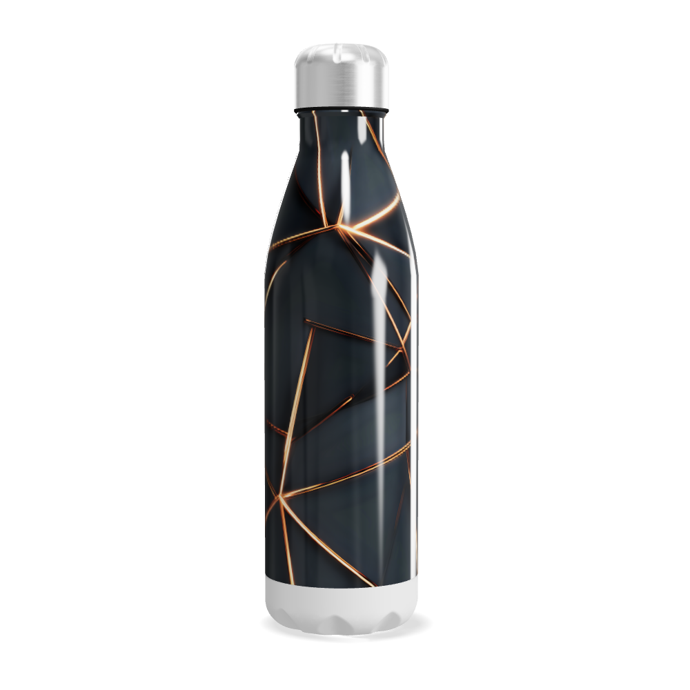Garrafa Inox - Preta com Detalhes Dourados