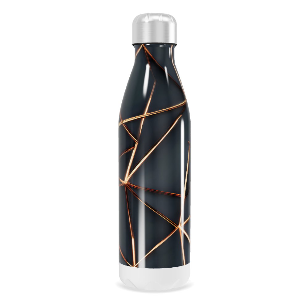 Garrafa Inox - Preta com Detalhes Dourados