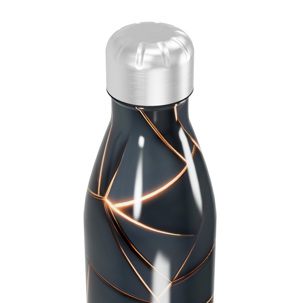 Garrafa Inox - Preta com Detalhes Dourados
