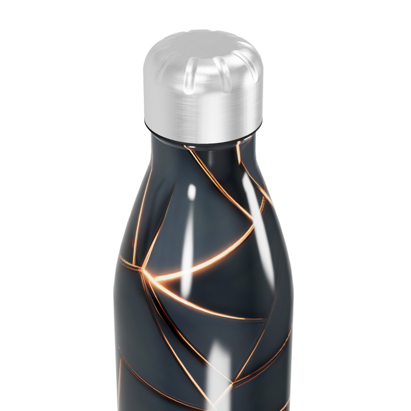 Garrafa Inox - Preta com Detalhes Dourados