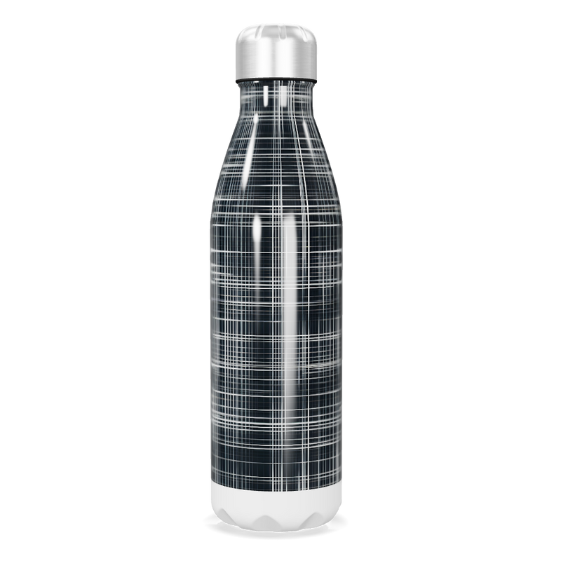 Garrafa Inox - Estampa Xadrez Preta
