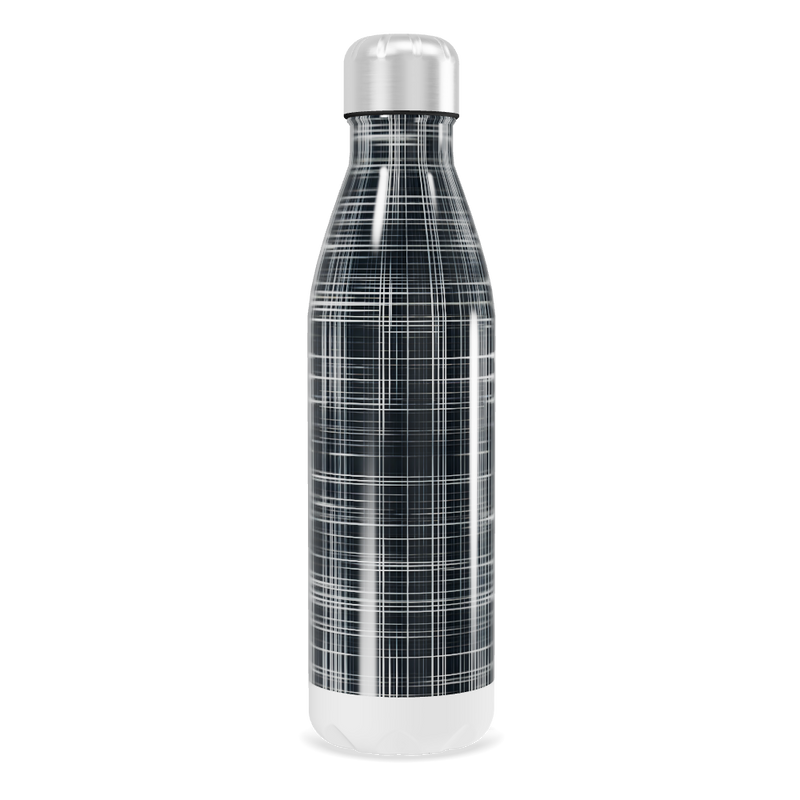 Garrafa Inox - Estampa Xadrez Preta