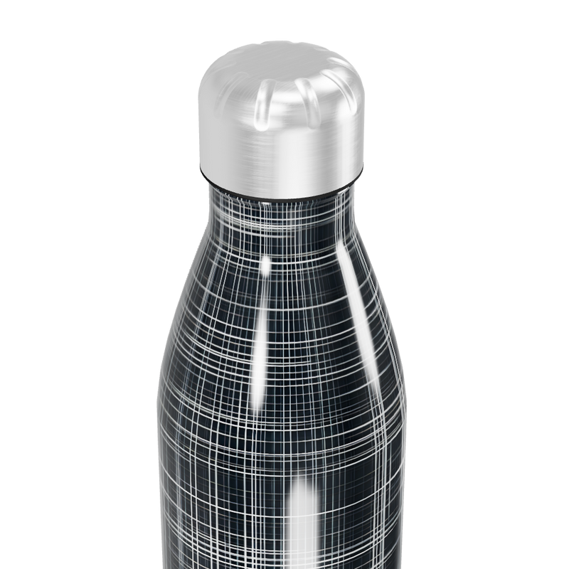 Garrafa Inox - Estampa Xadrez Preta